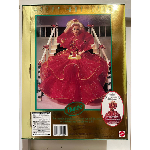 Vintage Mattel Happy Holidays 1993 Barbie Doll Special Edition #10824 NIB - Picture 2 of 2